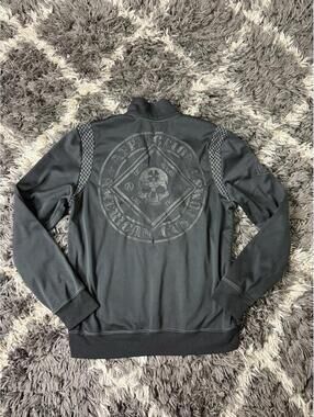 Affliction Black Premium Jacket Men’s Medium Grail Buckle Full Zip Front / Back